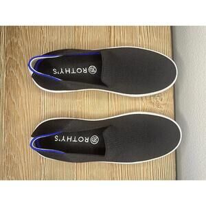 Rothy's Black Knit Flats Blue White Contrast Trim Slip On Round Toe Size 8